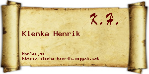 Klenka Henrik névjegykártya